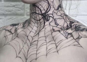 Spider Web Neck Tattoo