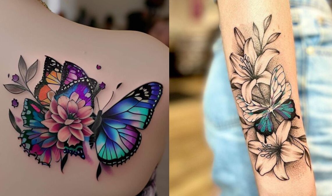 20 Butterfly With Flower Tattoo Ideas To Try In 2024   Butterfly And Flower Tattoo Ideas 1140x675 