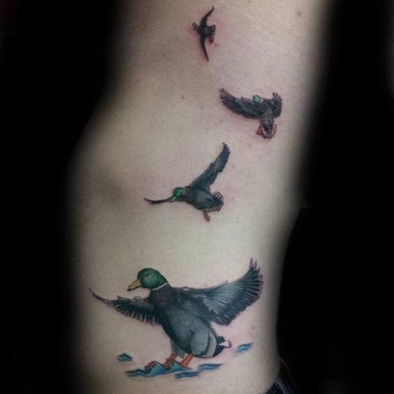 Flying Flock of Ducks Tattoo