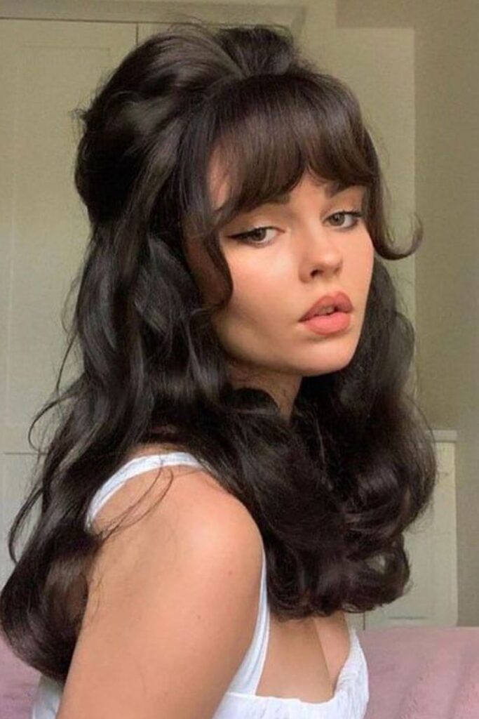 Half Up, Half Down with Bangs