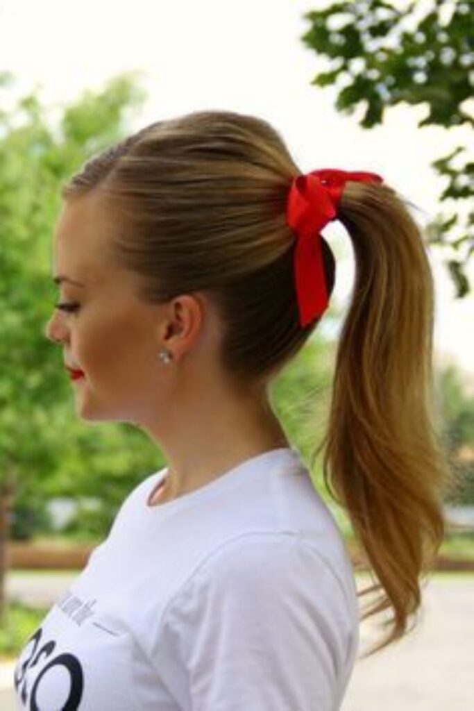 High Ponytail with Ribbon