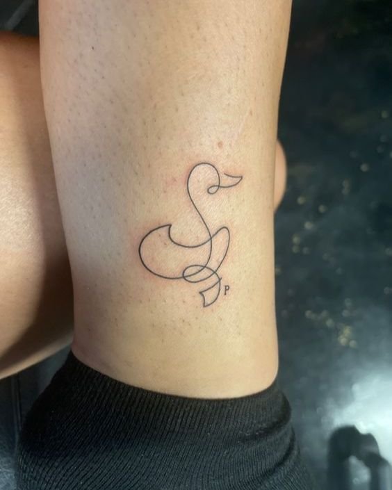 Minimalist Duck Outline Tattoo