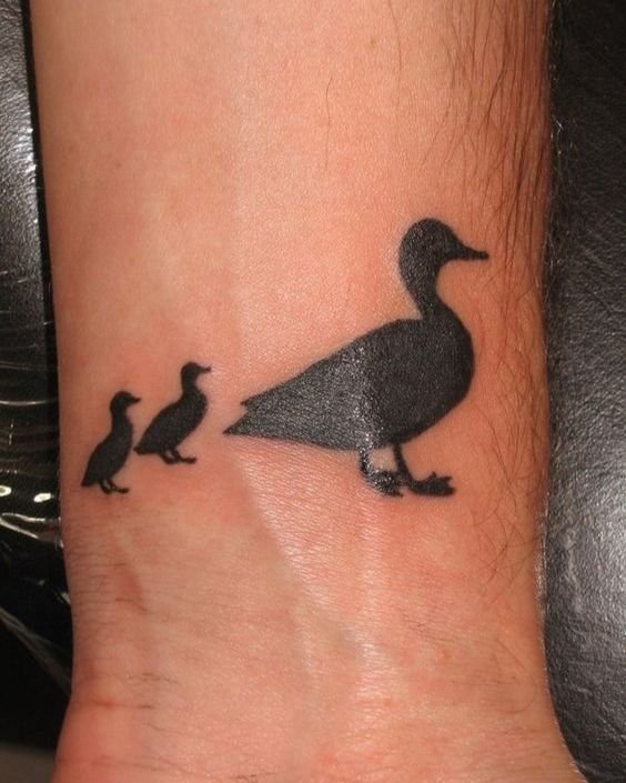 Mother Duck and Ducklings Tattoo