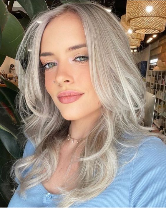 Silver Tousled Lob
