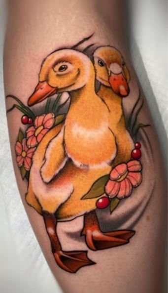 Water Lily and Duck Tattoo