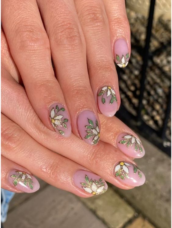 Earthy Floral Delight Nails