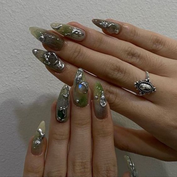 Earthy Floral Garden Nails