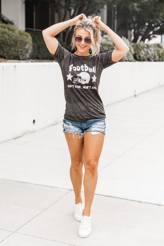 Graphic Tee and Denim Shorts