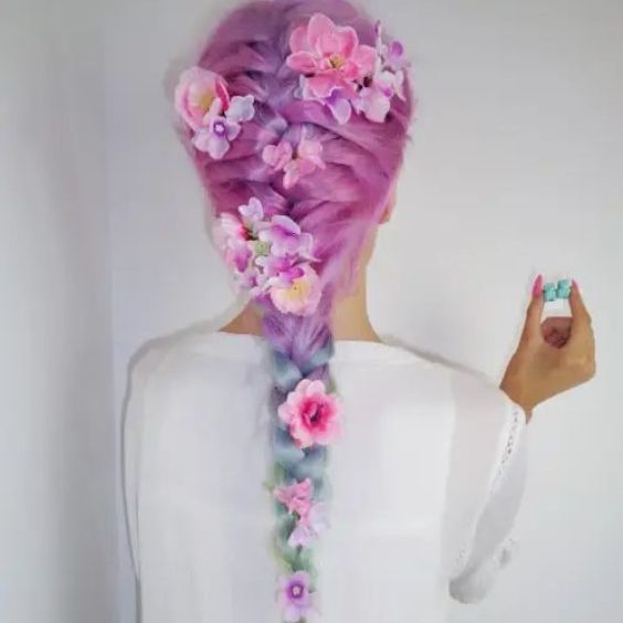 Pink and Lavender French Braid