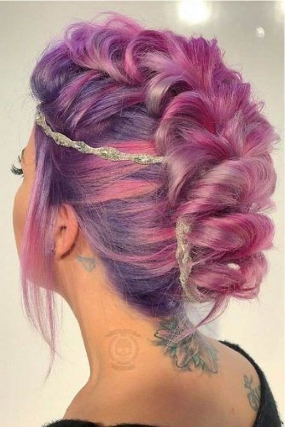 Pink and Lavender Mohawk Braid