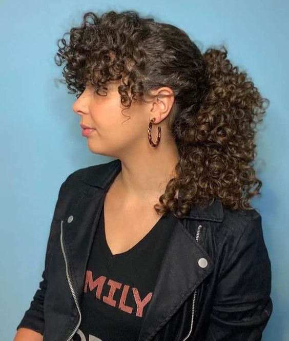 The Curly Ponytail with Bangs