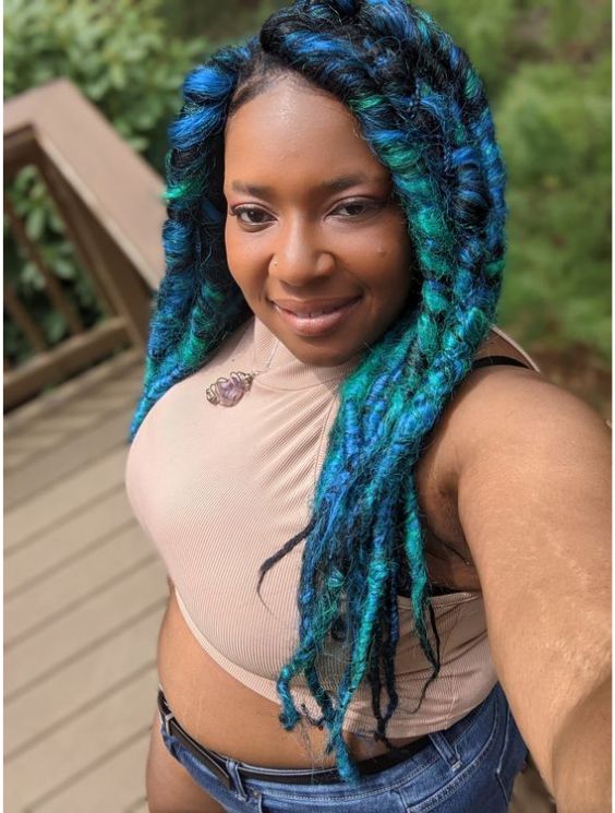 Twisted Blue and Black Faux Locs