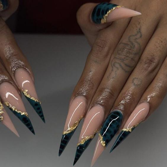 Acorn Elegance Stiletto Nails