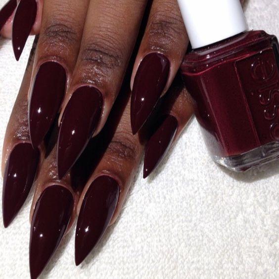 Deep Wine Stiletto Nails