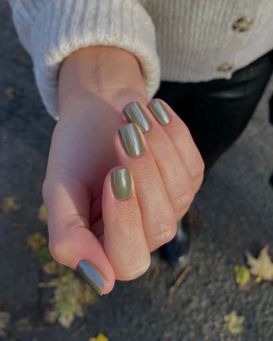 Earthy Olive Nails