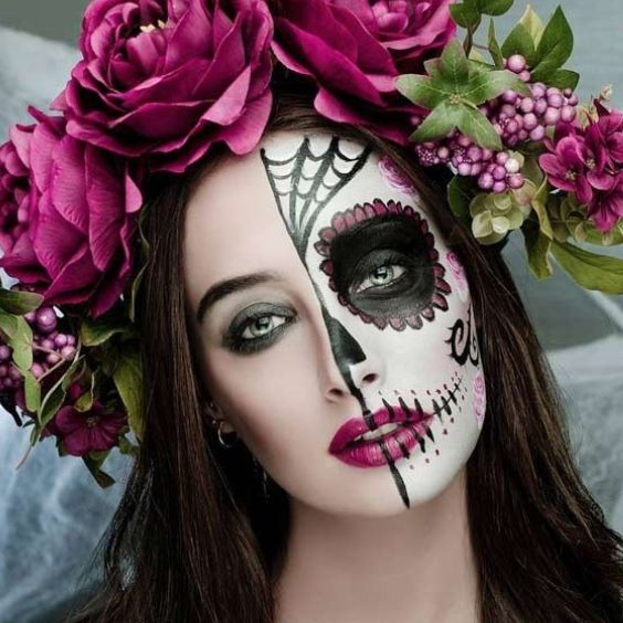 Half Sugar Skull Makeup