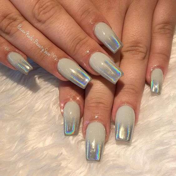 Holographic Tapered Square Nails