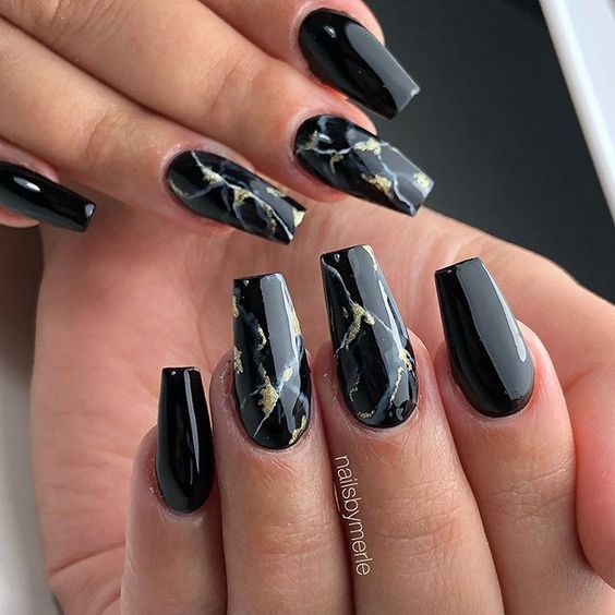 Marble Tapered Square Nails