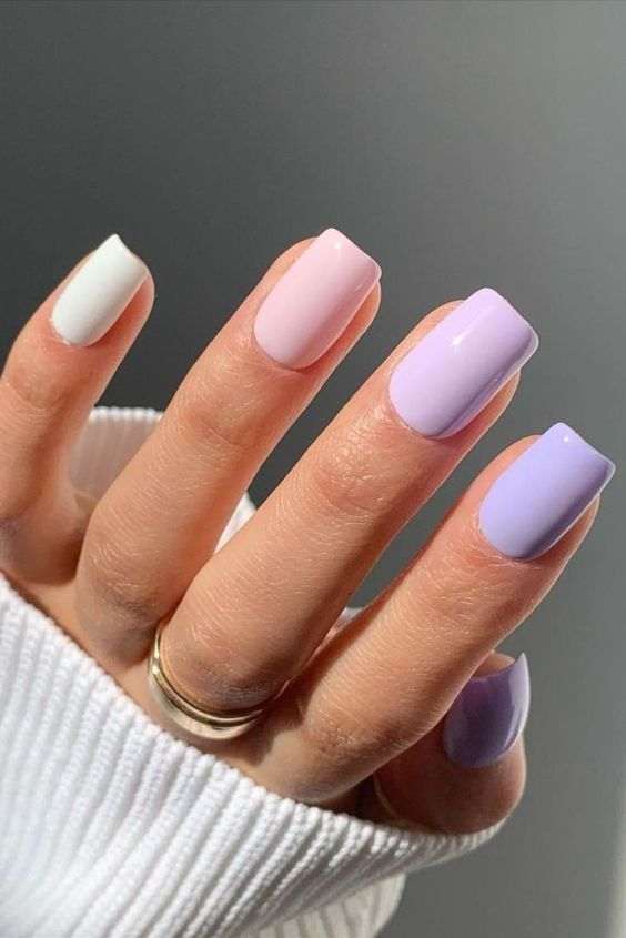 Pastel Tapered Square Nails