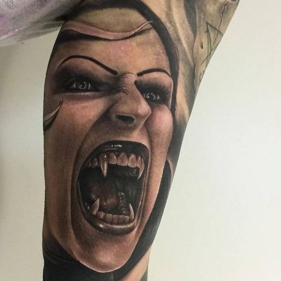 Vampire Teeth with Red Eyes