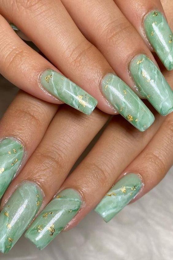 Vibrant Jade Nails