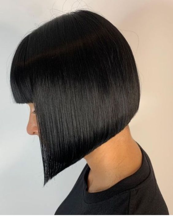 Blunt Bangs with Angled Lob