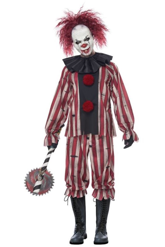 Clown Mask with Striped Suit