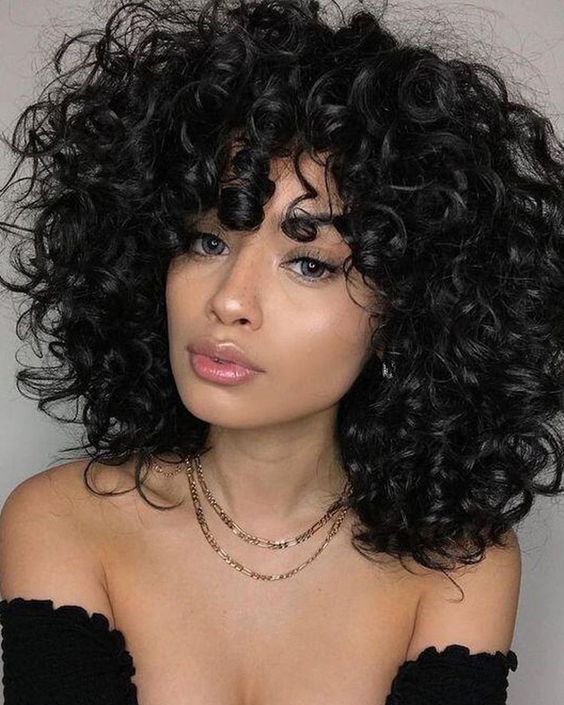 Curly Bangs with Afro