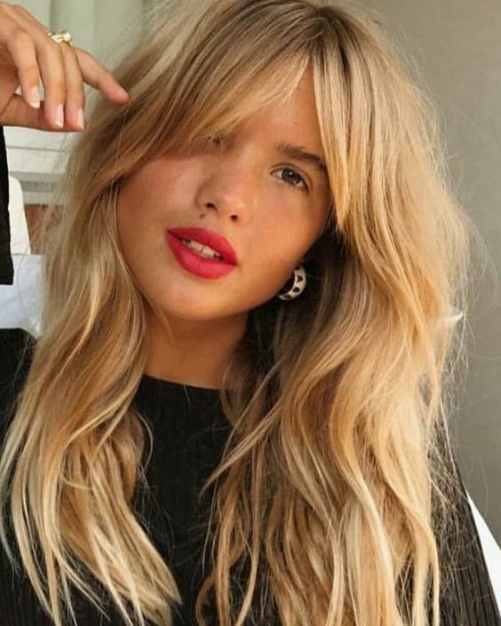 Long Bangs with Beachy Waves