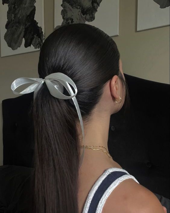 Low Ponytail with Ribbon Wrap
