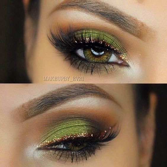 Alluring Green & Gold Eye Look