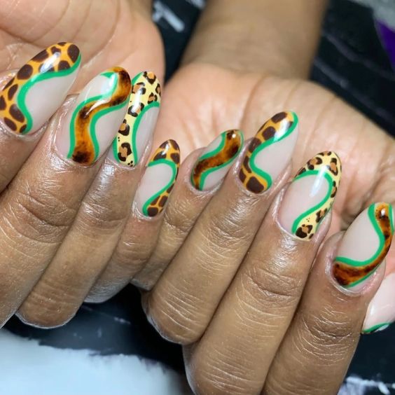 Animal Print Swirl Nails