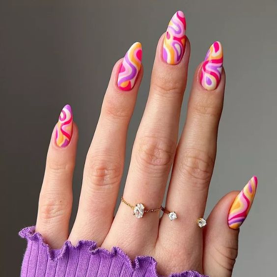 Barbie-Inspired Swirl Nails