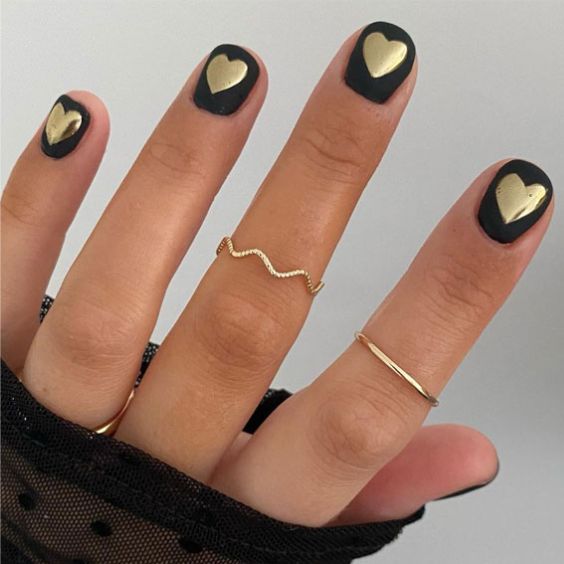 Black With Golden Hearts