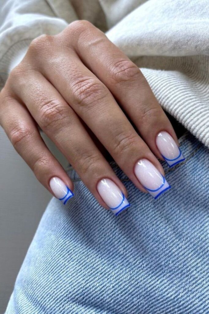 Blue Acrylic Nails With Blue Tips