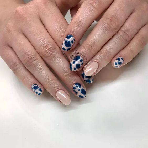 Blue Berry Milk Inspired Nails