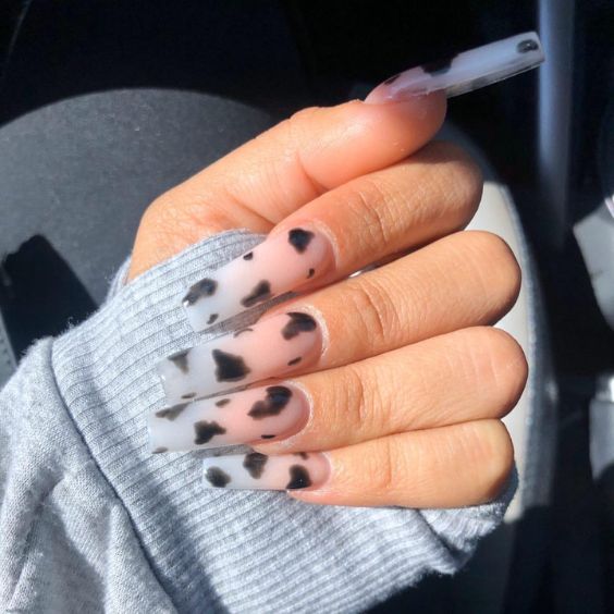 Cow Print Acrylic Nails