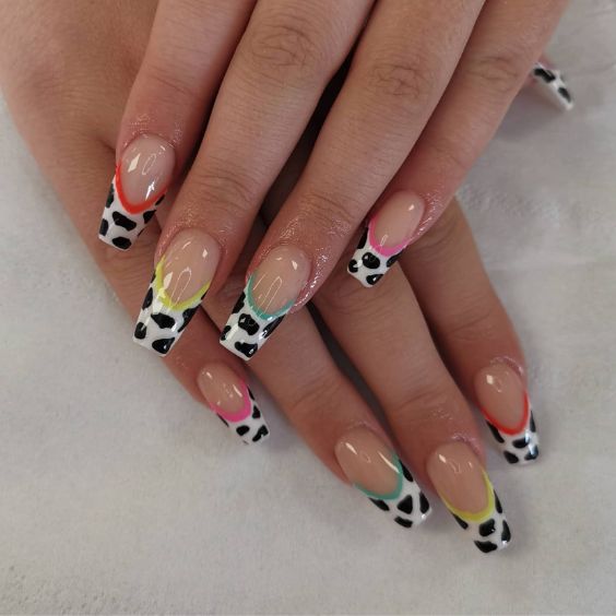 Cow Print French Tips