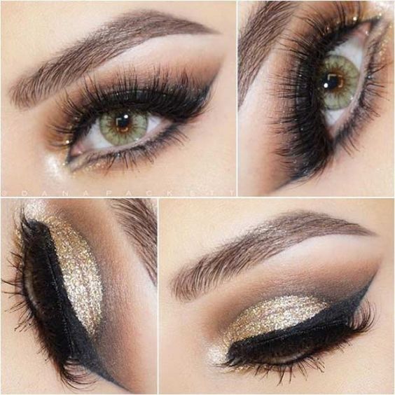 Cut Crease With Gold Glitter