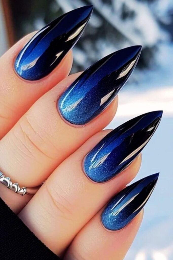 Deep Blue Acrylic Nails