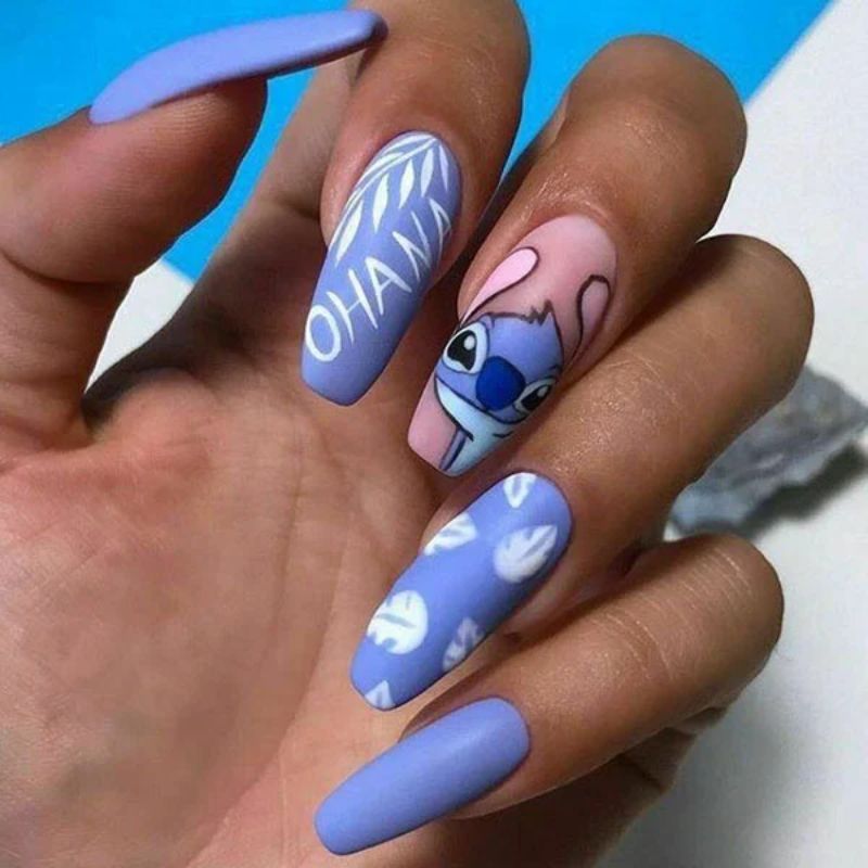 Disney Inspired Blue Acrylic Nails