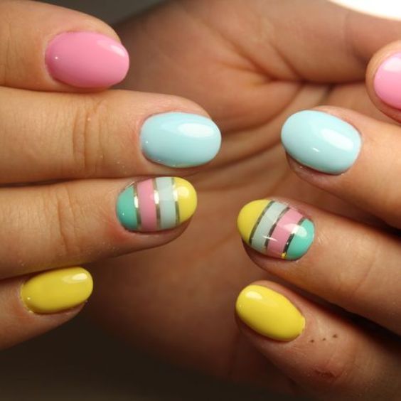 Easter Nail Design With Stripes