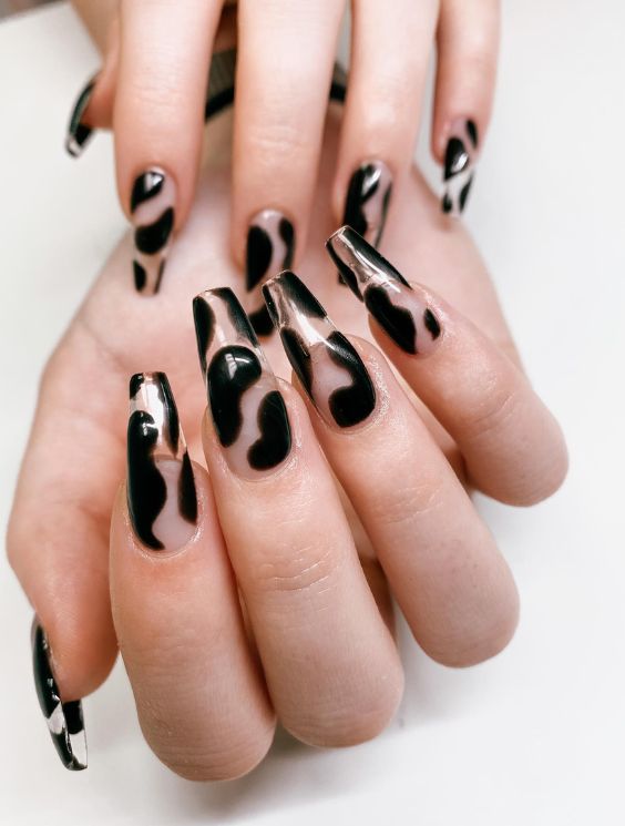 Gel Cow Print Nails