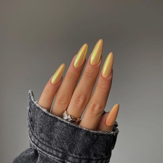 Glitter Yellow Nails