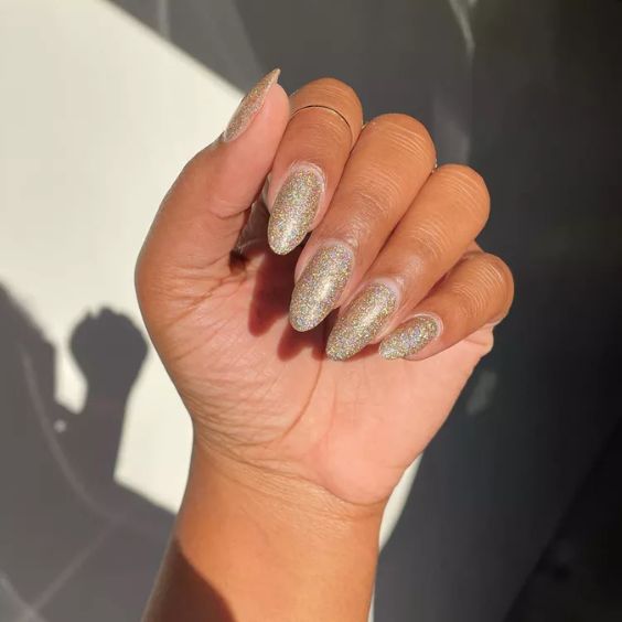 Golden Shimmer Nails