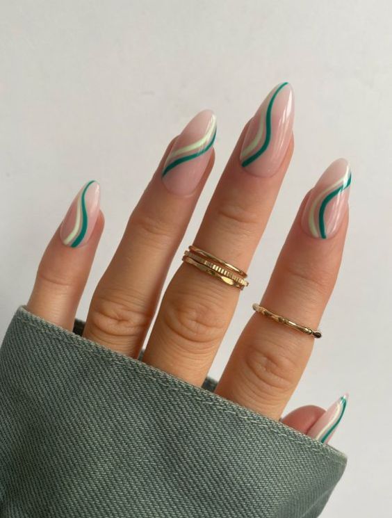 Green Swirl Nails