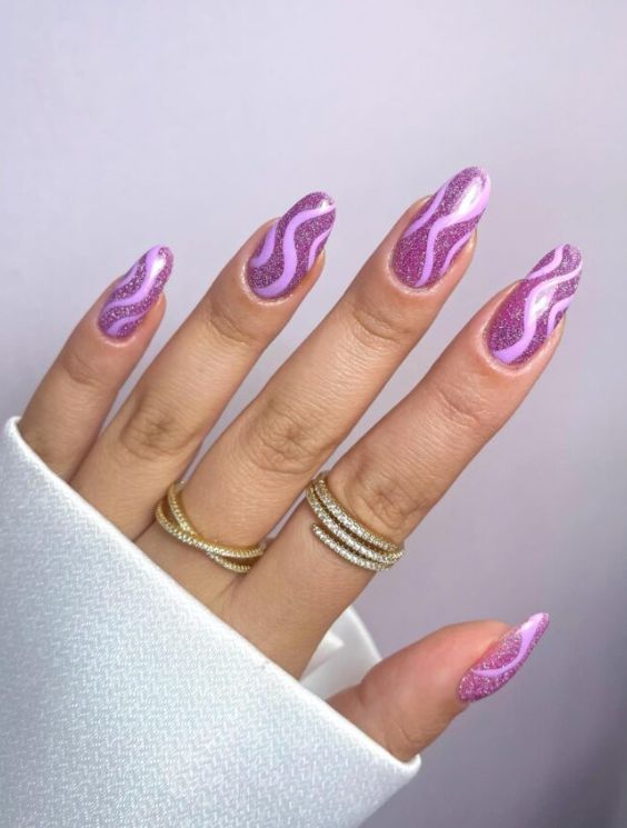 Lavender Glitter Swirls