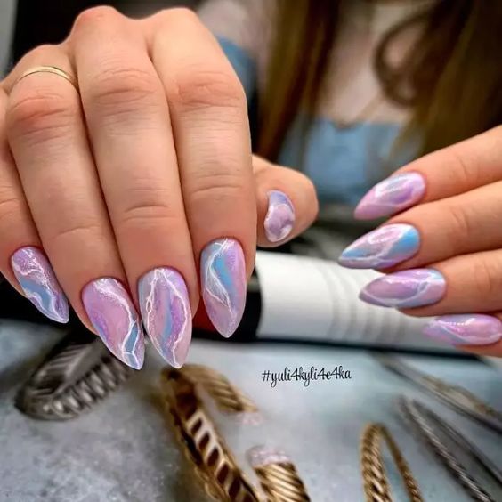 Lavender Marble Nail Art