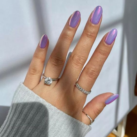 Metallic Lavender Nails