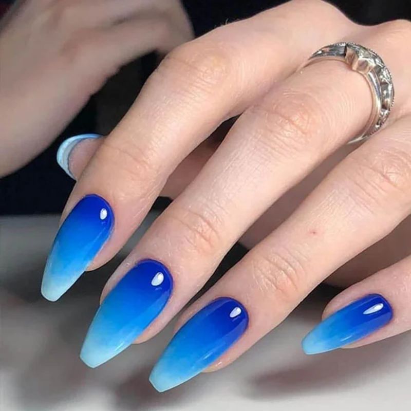 Omber Blue Acrylic Nails